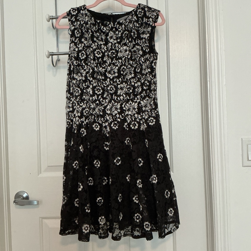 Floral Black and White Kids Dress